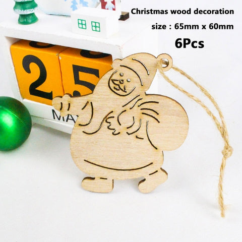 50pcs Wooden 2019 Christmas Decorations Mini Tree Ornaments Santa Claus Snowman Deer Xmas Party Decoration for Home New Year