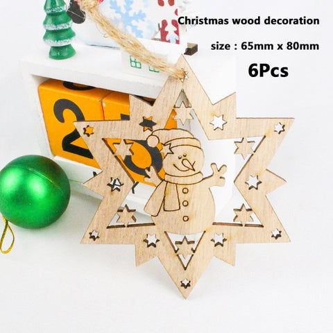 50pcs Wooden 2019 Christmas Decorations Mini Tree Ornaments Santa Claus Snowman Deer Xmas Party Decoration for Home New Year