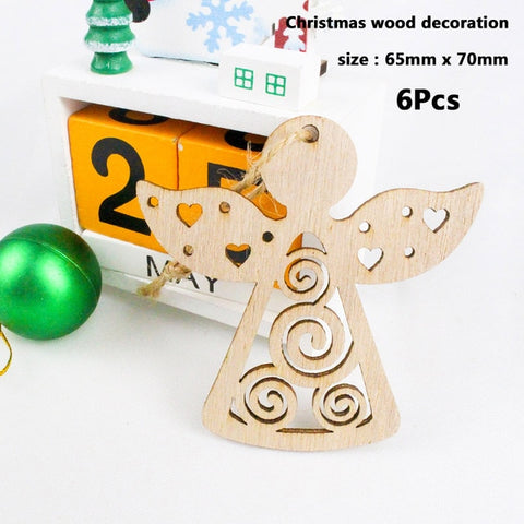 50pcs Wooden 2019 Christmas Decorations Mini Tree Ornaments Santa Claus Snowman Deer Xmas Party Decoration for Home New Year