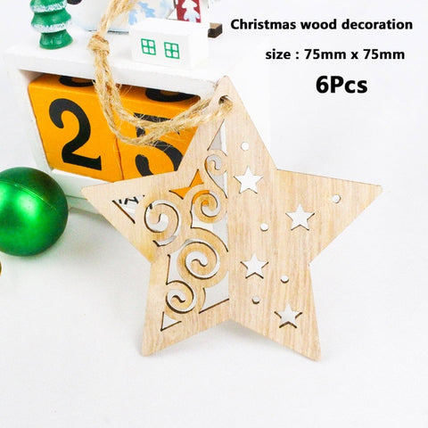 50pcs Wooden 2019 Christmas Decorations Mini Tree Ornaments Santa Claus Snowman Deer Xmas Party Decoration for Home New Year