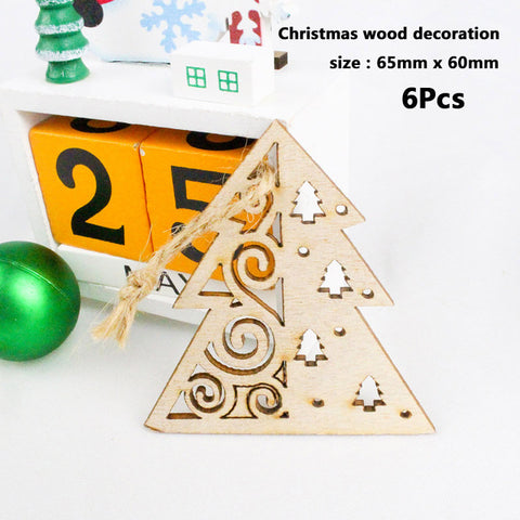 50pcs Wooden 2019 Christmas Decorations Mini Tree Ornaments Santa Claus Snowman Deer Xmas Party Decoration for Home New Year