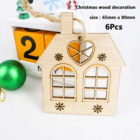 50pcs Wooden 2019 Christmas Decorations Mini Tree Ornaments Santa Claus Snowman Deer Xmas Party Decoration for Home New Year