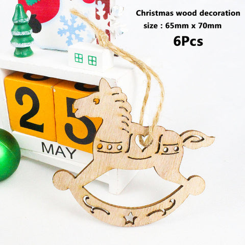 50pcs Wooden 2019 Christmas Decorations Mini Tree Ornaments Santa Claus Snowman Deer Xmas Party Decoration for Home New Year