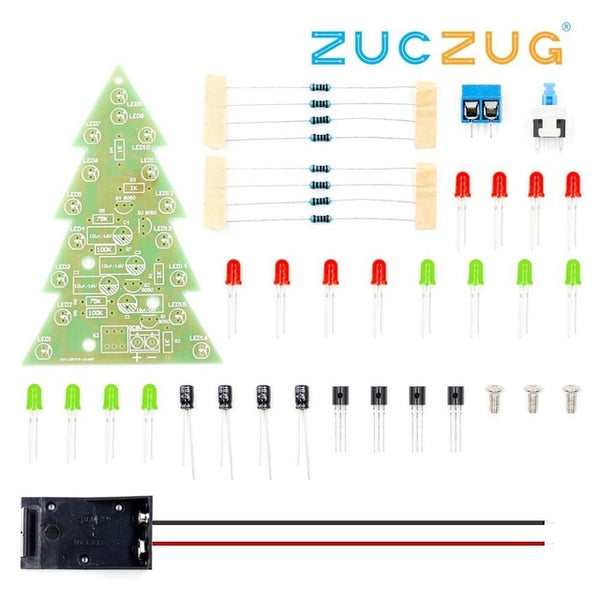 Three-Dimensional 3D Christmas Tree LED DIY Kit Red/Green/Yellow LED Flash Circuit Kit Electronic Fun Suite