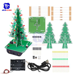 diymore DIY 3D Christmas Tree Soldering Practice Electronic Science Assemble Kit 3 Color Flashing LED PCB