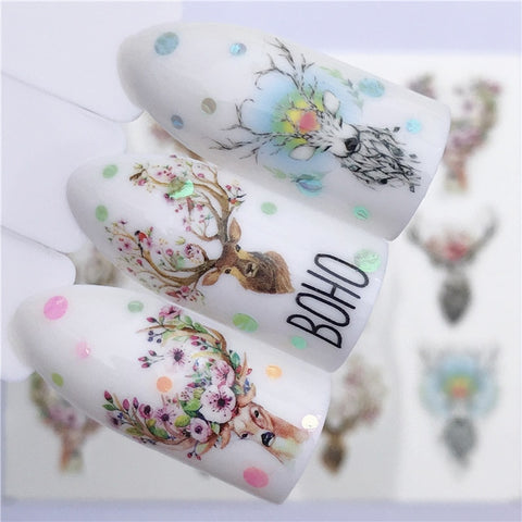 2019 Winter New Version Fashion Nail Art Christmas Nail Watermark Sticker Santa tree Snowman Antler Nail Art Stickers Xmas Gift