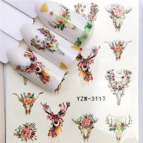 2019 Winter New Version Fashion Nail Art Christmas Nail Watermark Sticker Santa tree Snowman Antler Nail Art Stickers Xmas Gift