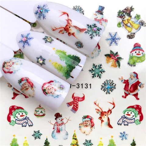 2019 Winter New Version Fashion Nail Art Christmas Nail Watermark Sticker Santa tree Snowman Antler Nail Art Stickers Xmas Gift