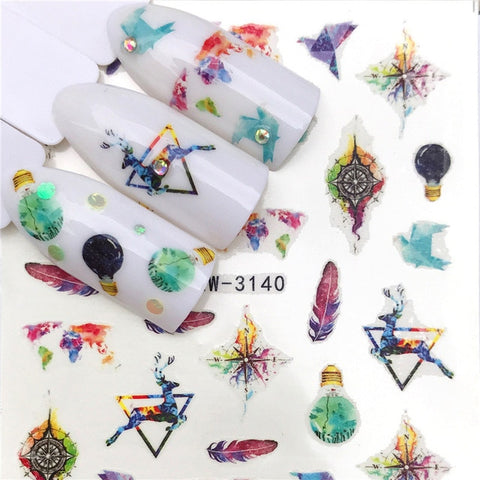 2019 Winter New Version Fashion Nail Art Christmas Nail Watermark Sticker Santa tree Snowman Antler Nail Art Stickers Xmas Gift