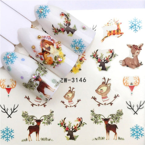 2019 Winter New Version Fashion Nail Art Christmas Nail Watermark Sticker Santa tree Snowman Antler Nail Art Stickers Xmas Gift