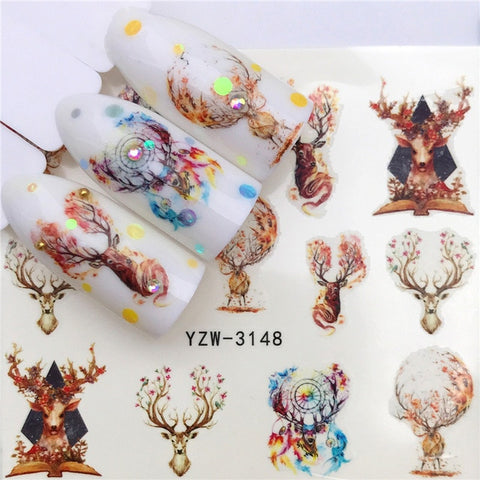 2019 Winter New Version Fashion Nail Art Christmas Nail Watermark Sticker Santa tree Snowman Antler Nail Art Stickers Xmas Gift