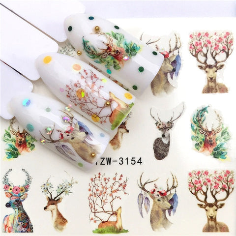 2019 Winter New Version Fashion Nail Art Christmas Nail Watermark Sticker Santa tree Snowman Antler Nail Art Stickers Xmas Gift