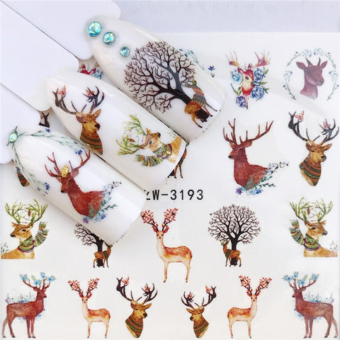 2019 Winter New Version Fashion Nail Art Christmas Nail Watermark Sticker Santa tree Snowman Antler Nail Art Stickers Xmas Gift