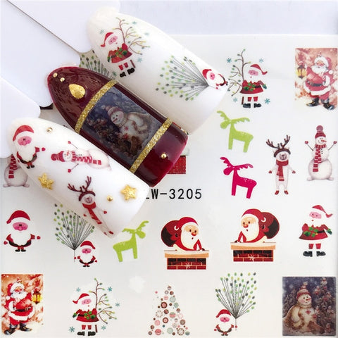 2019 Winter New Version Fashion Nail Art Christmas Nail Watermark Sticker Santa tree Snowman Antler Nail Art Stickers Xmas Gift