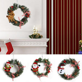 Christmas Wreath Handmade Rattan Pendant Christmas Ornament Little Garland Christmas Snowman Santa Claus Tree Door Decoration