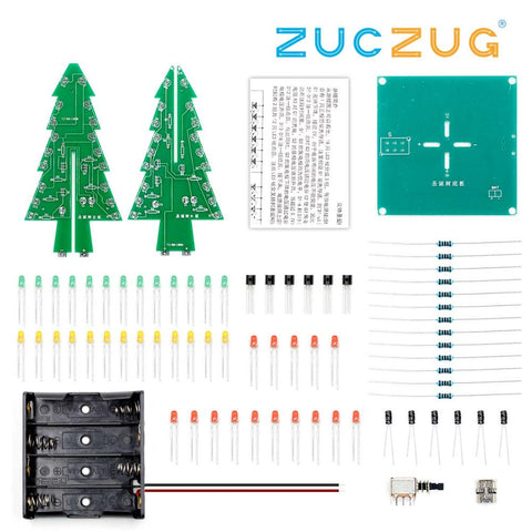 Three-Dimensional 3D Christmas Tree LED DIY Kit Red/Green/Yellow LED Flash Circuit Kit Electronic Fun Suite