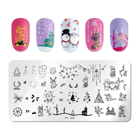 PICT YOU Christmas Festival New Year Snowflake Pattern Nail Stamping Plates Nail Art Plate Stencil Stainless Steel Nail Design