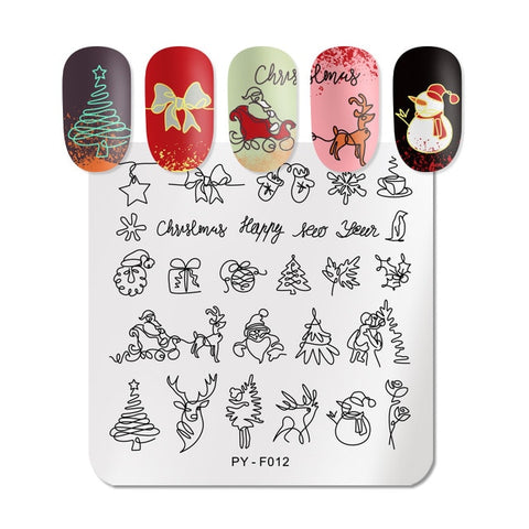 PICT YOU Christmas Festival New Year Snowflake Pattern Nail Stamping Plates Nail Art Plate Stencil Stainless Steel Nail Design