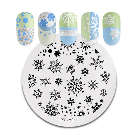 PICT YOU Christmas Festival New Year Snowflake Pattern Nail Stamping Plates Nail Art Plate Stencil Stainless Steel Nail Design