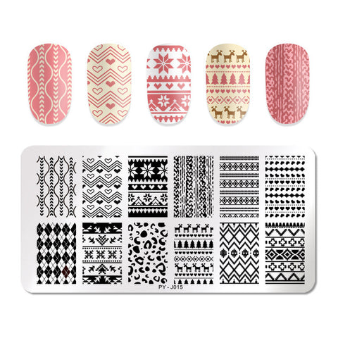 PICT YOU Christmas Festival New Year Snowflake Pattern Nail Stamping Plates Nail Art Plate Stencil Stainless Steel Nail Design