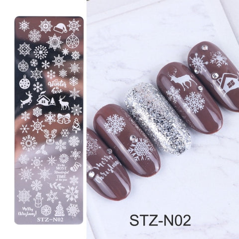 STZ Christmas Designs Nail Stamping Plates Snowflakes Deer Gift Nail Art Stamp Templates Stencils Polish Manicure Tools STZ-N/BE