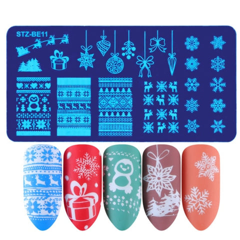 STZ Christmas Designs Nail Stamping Plates Snowflakes Deer Gift Nail Art Stamp Templates Stencils Polish Manicure Tools STZ-N/BE