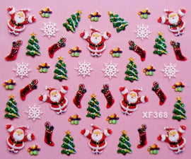 3D Christmas gift design Water Transfer Nails Art Sticker decals lady women manicure tools Nail Wraps Decals XF368