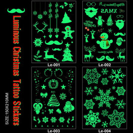 2019 Halloween Christmas Luminous Temporary Tattoo Stickers Ghost Santa Claus Glowing In Dark For Carnival Party Decorations