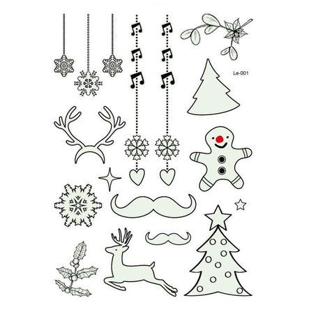 2019 Halloween Christmas Luminous Temporary Tattoo Stickers Ghost Santa Claus Glowing In Dark For Carnival Party Decorations