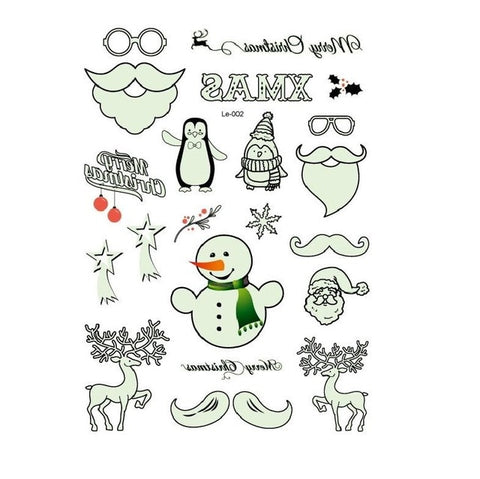 2019 Halloween Christmas Luminous Temporary Tattoo Stickers Ghost Santa Claus Glowing In Dark For Carnival Party Decorations