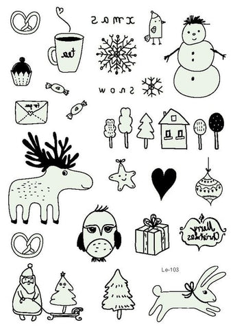 2019 Halloween Christmas Luminous Temporary Tattoo Stickers Ghost Santa Claus Glowing In Dark For Carnival Party Decorations