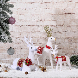 Christmas White Reindeer 2019 Standing Simulated Simulation White Deer Xmas White Elk Resin Wedding Decor Kids New Year Toy