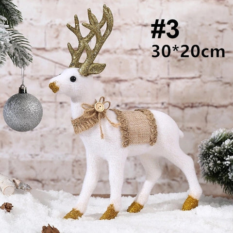 Christmas White Reindeer 2019 Standing Simulated Simulation White Deer Xmas White Elk Resin Wedding Decor Kids New Year Toy