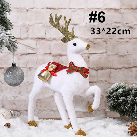 Christmas White Reindeer 2019 Standing Simulated Simulation White Deer Xmas White Elk Resin Wedding Decor Kids New Year Toy