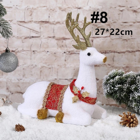 Christmas White Reindeer 2019 Standing Simulated Simulation White Deer Xmas White Elk Resin Wedding Decor Kids New Year Toy