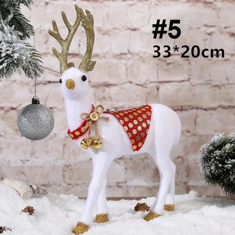 Christmas White Reindeer 2019 Standing Simulated Simulation White Deer Xmas White Elk Resin Wedding Decor Kids New Year Toy