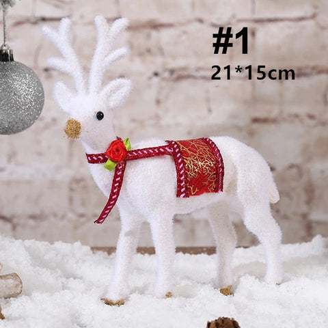 Christmas White Reindeer 2019 Standing Simulated Simulation White Deer Xmas White Elk Resin Wedding Decor Kids New Year Toy