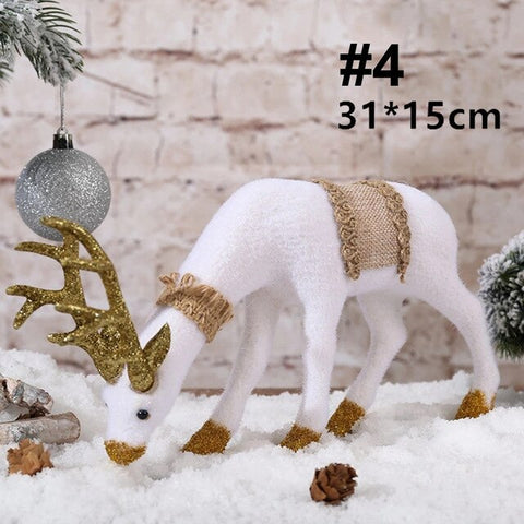 Christmas White Reindeer 2019 Standing Simulated Simulation White Deer Xmas White Elk Resin Wedding Decor Kids New Year Toy