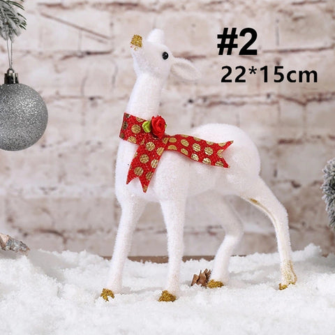 Christmas White Reindeer 2019 Standing Simulated Simulation White Deer Xmas White Elk Resin Wedding Decor Kids New Year Toy