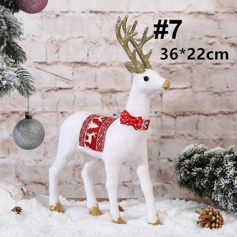 Christmas White Reindeer 2019 Standing Simulated Simulation White Deer Xmas White Elk Resin Wedding Decor Kids New Year Toy