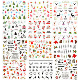 11Sheet 3D Santa/Claus/Elk/Snowman Design Nail Adhesive Stickers Christmas New Year Nail Decals Wraps Manicure Decoration Tools