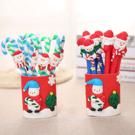 Christmas Cute Xmas santa Ballpoint Smooth  Soft Pottery Pens Writing Supply Ballpoint Award Student Small Christmas Gift