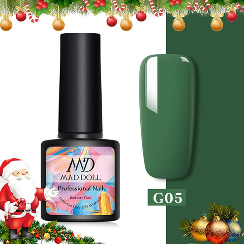 MAD DOLL 1 Bottle 8ml Christmas UV Gel Xmas Polish Sequins Nail Gel Holographic Glitter Soak Off Nail Art Gel Polish Varnish