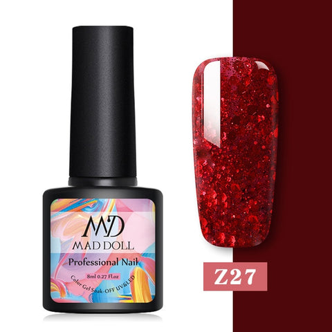 MAD DOLL 1 Bottle 8ml Christmas UV Gel Xmas Polish Sequins Nail Gel Holographic Glitter Soak Off Nail Art Gel Polish Varnish