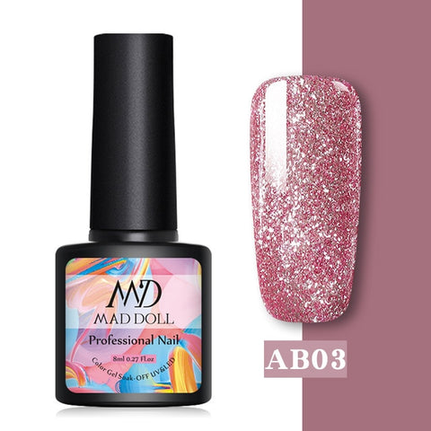 MAD DOLL 1 Bottle 8ml Christmas UV Gel Xmas Polish Sequins Nail Gel Holographic Glitter Soak Off Nail Art Gel Polish Varnish