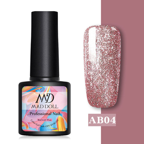 MAD DOLL 1 Bottle 8ml Christmas UV Gel Xmas Polish Sequins Nail Gel Holographic Glitter Soak Off Nail Art Gel Polish Varnish