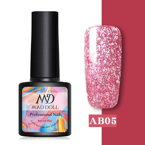 MAD DOLL 1 Bottle 8ml Christmas UV Gel Xmas Polish Sequins Nail Gel Holographic Glitter Soak Off Nail Art Gel Polish Varnish