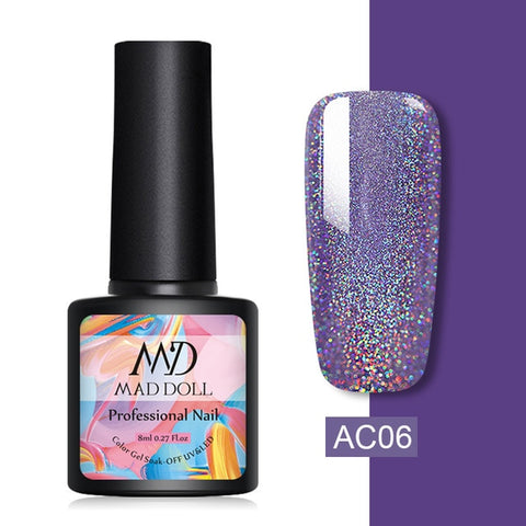 MAD DOLL 1 Bottle 8ml Christmas UV Gel Xmas Polish Sequins Nail Gel Holographic Glitter Soak Off Nail Art Gel Polish Varnish