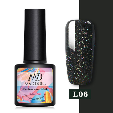 MAD DOLL 1 Bottle 8ml Christmas UV Gel Xmas Polish Sequins Nail Gel Holographic Glitter Soak Off Nail Art Gel Polish Varnish