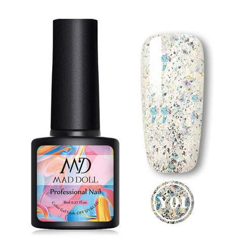 MAD DOLL 1 Bottle 8ml Christmas UV Gel Xmas Polish Sequins Nail Gel Holographic Glitter Soak Off Nail Art Gel Polish Varnish